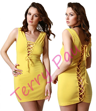 Tegan TP101192 Arkası Açık Alımlı Mini Elbise
