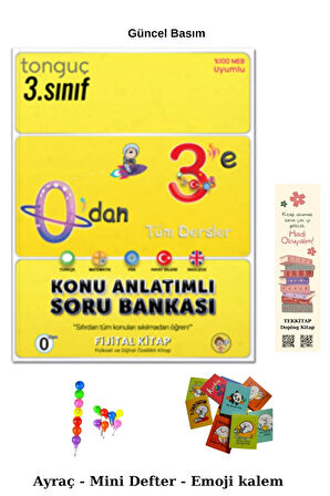 Tonguç 0'dan 3'e Konu Anlatımlı Soru Bankası (Emoji Kalem+Mini Defter+Ayraç)