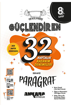 Ankara Yayıncılık 8.Sınıf Paragraf Yeni Nesil Sorularla Güçlendiren 32 Haftalık Kazanım Denemeleri