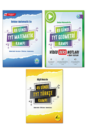 49 Günde TYT Matematik Kampı, Geometri Video Ders Notları ve TYT Türkçe Kampı 3 Kitap Set