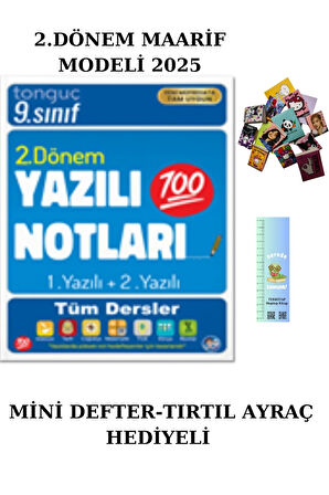 Tonguç 9. Sınıf Yazılı Notları 2. Dönem 1 ve 2. Yazılı 2025 (MİNİ DEFTER+TIRTIL AYRAÇ)MAARİF MODELİ