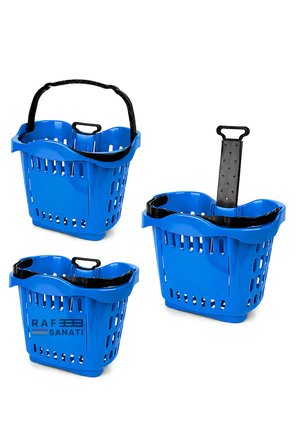 43 LT Tekerlekli Market Sepeti | Plastik Alışveriş Sepeti Ergonomik Çift Saplı Mavi