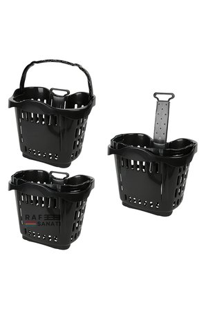 43 LT Tekerlekli Market Sepeti | Plastik Alışveriş Sepeti Ergonomik Çift Saplı Siyah