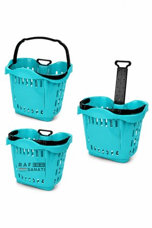 43 LT Tekerlekli Market Sepeti | Plastik Alışveriş Sepeti Ergonomik Çift Saplı Turkuaz