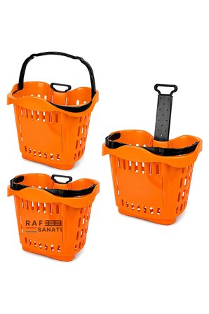 43 LT Tekerlekli Market Sepeti | Plastik Alışveriş Sepeti Ergonomik Çift Saplı Turuncu