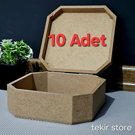  Ahşap Sekizgen Kare Öğrenci Kutu Çok Amaçlı Kapaklı Organizer Ham Hobi Boyamalık Saklama Kutusu
