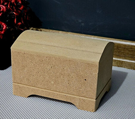  Ahşap Bombeli Sandık Öğrenci Kutu Çok Amaçlı Kapaklı Organizer Ham Hobi Boyamalık Hediye Kutusu