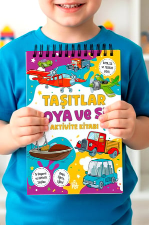 Taşıtlar Boya ve Sil Aktivite Kitabı | 4 Renk Jumbo Keçeli Kalem ve Silgi Hediyeli