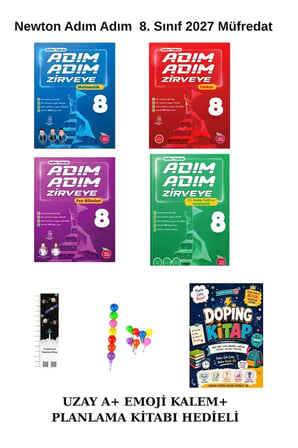Newton 8. Sınıf Adım Adım Matematik -Türkçe - Fen B- İnkilap 4 lü SB Seti (PLANLAMA KİTABI +EMOJİ K+UZAY A)2027 YENİ ÜRÜN