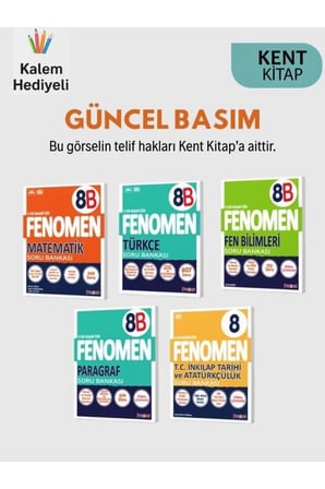 Fenomen 8. Sınıf 5’li Soru Bankası Seti Matematik Fen Türkçe Paragraf İnkılap B Serisi