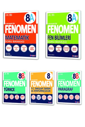 8. Sınıf Matematik(A)-Fen Bilimleri(A)-Türkçe(B)-Paragraf(B)-İnk.Tarihi Soru Bankası Seti