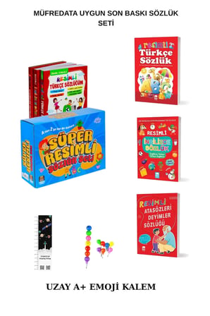 Mercan Okul Ema Yayınları Resimli Türkçe- Resimli İngilizce -Resimli Atasözleri Ve Deyimler Sözlüğü 3 Kitap Set(Emoji K+ Uzay A)Müfredata Uygun Set