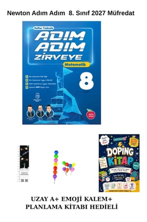 Newton 8. Sınıf Adım Adım Matematik Soru Bankası (PLANLAMA KİTABI+EMOJİ KALEM +UZAY A)2027 Müfredata Göre Yenilenmiş
