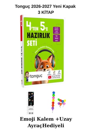 Tonguç 4 ten 5 e Hazırlık SETİ (3 KİTAP) 2027 MAARİF MODELİ YENİ KAPAK(UZAY A+EMOJİ KALEM H)