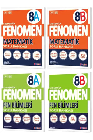 Fenomen Okul 2025 8. Sınıf Matematik + Fen Bilimleri A + B Serisi Soru Bankası Seti 4 Kitap
