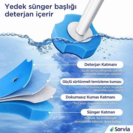 Kullan At Deterjanlı 6 Adet Temizlik Süngeri Tuvalet Fırçası Uyumlu Yedek Sünger Tek Kullanımlık