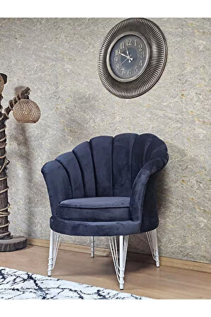 Tekli İstiridye Beyaz Boyalı Telli Ayak Çay Seti Koltuk Tekli Berjer , Balkon, Salon, Ofis Füme Renk 47 x 47 Boyut/Ebat