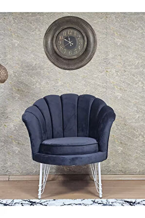 Tekli İstiridye Beyaz Boyalı Telli Ayak Çay Seti Koltuk Tekli Berjer , Balkon, Salon, Ofis Füme Renk 47 x 47 Boyut/Ebat