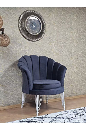 Tekli İstiridye Beyaz Boyalı Telli Ayak Çay Seti Koltuk Tekli Berjer , Balkon, Salon, Ofis Füme Renk 47 x 47 Boyut/Ebat