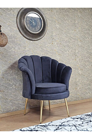 Tekli İstiridye Gold Kaplama Sivriltme Ayak Çay Seti Koltuk Tekli Berjer , Balkon, Salon, Ofis Füme Renk 47 x 47 Boyut/Ebat