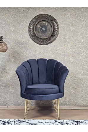 Tekli İstiridye Gold Kaplama Telli Ayak Çay Seti Koltuk Tekli Berjer , Balkon, Salon, Ofis Füme Renk 47 x 47 Boyut/Ebat