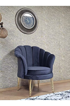 Tekli İstiridye Gold Kaplama Telli Ayak Çay Seti Koltuk Tekli Berjer , Balkon, Salon, Ofis Füme Renk 47 x 47 Boyut/Ebat