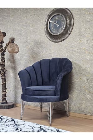 Tekli İstiridye Krom Kaplama Telli Ayak Çay Seti Koltuk Tekli Berjer , Balkon, Salon, Ofis Füme Renk 47 x 47 Boyut/Ebat