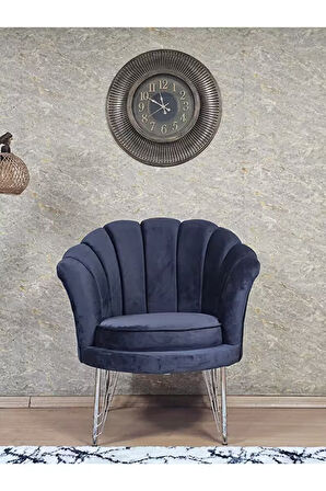 Tekli İstiridye Krom Kaplama Telli Ayak Çay Seti Koltuk Tekli Berjer , Balkon, Salon, Ofis Füme Renk 47 x 47 Boyut/Ebat