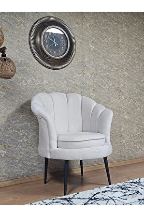 Tekli İstiridye Siyah Boyalı Sivriltme Ayak Çay Seti Koltuk Tekli Berjer , Balkon, Salon, Ofis Krem Renk 47 x 47 Boyut/Ebat