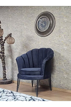 Tekli İstiridye Siyah Boyalı Telli Ayak Çay Seti Koltuk Tekli Berjer , Balkon, Salon, Ofis Füme Renk 47 x 47 Boyut/Ebat