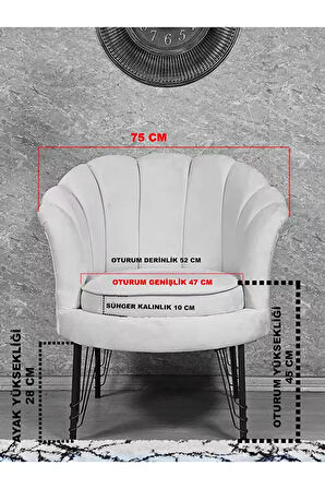 Tekli İstiridye Siyah Boyalı Telli Ayak Çay Seti Koltuk Tekli Berjer , Balkon, Salon, Ofis Siyah Renk 47 x 47 Boyut/Ebat