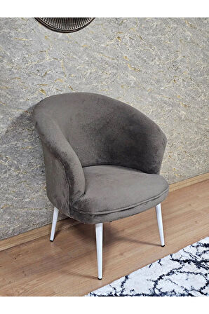 Tekli TEDDY Beyaz Boyalı Sivriltme Ayak Çay Seti Koltuk Tekli Berjer , Balkon, Salon, Ofis Kahverengi Renk 40,5 Boyut/Ebat