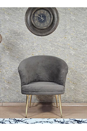 Tekli TEDDY Gold Kaplama Sivriltme Ayak Çay Seti Koltuk Tekli Berjer , Balkon, Salon, Ofis Kahverengi Renk 40,5 Boyut/Ebat