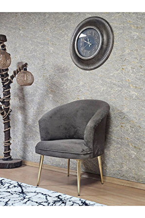 Tekli TEDDY Gold Kaplama Sivriltme Ayak Çay Seti Koltuk Tekli Berjer , Balkon, Salon, Ofis Kahverengi Renk 40,5 Boyut/Ebat