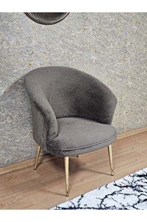 Tekli TEDDY Gold Kaplama Sivriltme Ayak Çay Seti Koltuk Tekli Berjer , Balkon, Salon, Ofis Kahverengi Renk 40,5 Boyut/Ebat