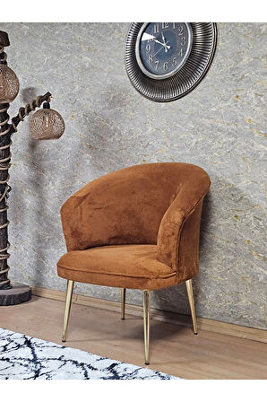 Tekli TEDDY Gold Kaplama Sivriltme Ayak Çay Seti Koltuk Tekli Berjer , Balkon, Salon, Ofis Kiremit Renk 40,5 Boyut/Ebat