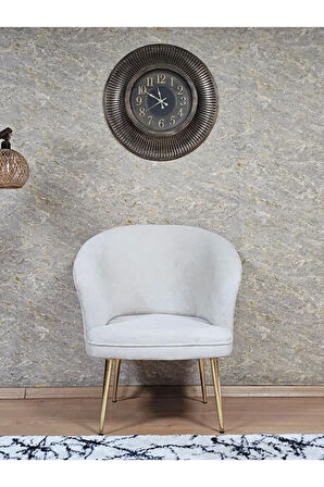 Tekli TEDDY Gold Kaplama Sivriltme Ayak Çay Seti Koltuk Tekli Berjer , Balkon, Salon, Ofis Krem Renk 40,5 Boyut/Ebat