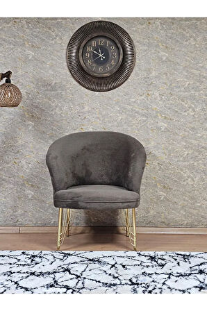 Tekli TEDDY Gold Kaplama Telli Ayak Çay Seti Koltuk Tekli Berjer , Balkon, Salon, Ofis Kahverengi Renk 40,5 Boyut/Ebat