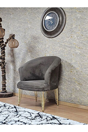 Tekli TEDDY Gold Kaplama Telli Ayak Çay Seti Koltuk Tekli Berjer , Balkon, Salon, Ofis Kahverengi Renk 40,5 Boyut/Ebat