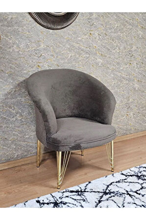 Tekli TEDDY Gold Kaplama Telli Ayak Çay Seti Koltuk Tekli Berjer , Balkon, Salon, Ofis Kahverengi Renk 40,5 Boyut/Ebat