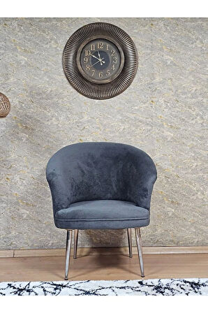 Tekli TEDDY Krom Kaplama Sivriltme Ayak Çay Seti Koltuk Tekli Berjer , Balkon, Salon, Ofis Füme Renk 40,5 Boyut/Ebat