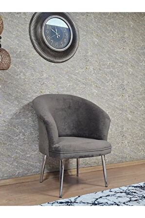 Tekli TEDDY Krom Kaplama Sivriltme Ayak Çay Seti Koltuk Tekli Berjer , Balkon, Salon, Ofis Kahverengi Renk 40,5 Boyut/Ebat