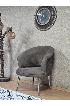 Tekli TEDDY Krom Kaplama Sivriltme Ayak Çay Seti Koltuk Tekli Berjer , Balkon, Salon, Ofis Kahverengi Renk 40,5 Boyut/Ebat