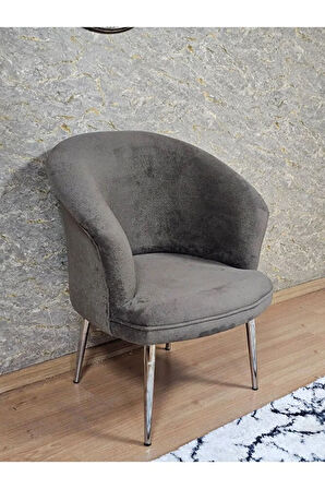 Tekli TEDDY Krom Kaplama Sivriltme Ayak Çay Seti Koltuk Tekli Berjer , Balkon, Salon, Ofis Kahverengi Renk 40,5 Boyut/Ebat