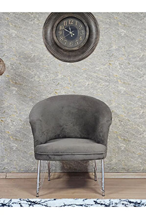 Tekli TEDDY Krom Kaplama Telli Ayak Çay Seti Koltuk Tekli Berjer , Balkon, Salon, Ofis Kahverengi Renk 40,5 Boyut/Ebat