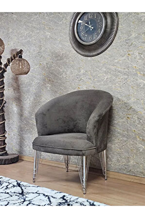 Tekli TEDDY Krom Kaplama Telli Ayak Çay Seti Koltuk Tekli Berjer , Balkon, Salon, Ofis Kahverengi Renk 40,5 Boyut/Ebat