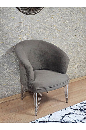 Tekli TEDDY Krom Kaplama Telli Ayak Çay Seti Koltuk Tekli Berjer , Balkon, Salon, Ofis Kahverengi Renk 40,5 Boyut/Ebat