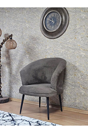 Tekli TEDDY Siyah Boyalı Sivriltme Ayak Çay Seti Koltuk Tekli Berjer , Balkon, Salon, Ofis Kahverengi Renk 40,5 Boyut/Ebat