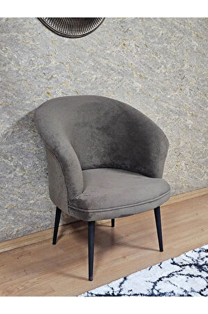 Tekli TEDDY Siyah Boyalı Sivriltme Ayak Çay Seti Koltuk Tekli Berjer , Balkon, Salon, Ofis Kahverengi Renk 40,5 Boyut/Ebat