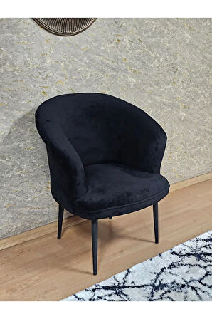 Tekli TEDDY Siyah Boyalı Sivriltme Ayak Çay Seti Koltuk Tekli Berjer , Balkon, Salon, Ofis Siyah Renk 40,5 Boyut/Ebat